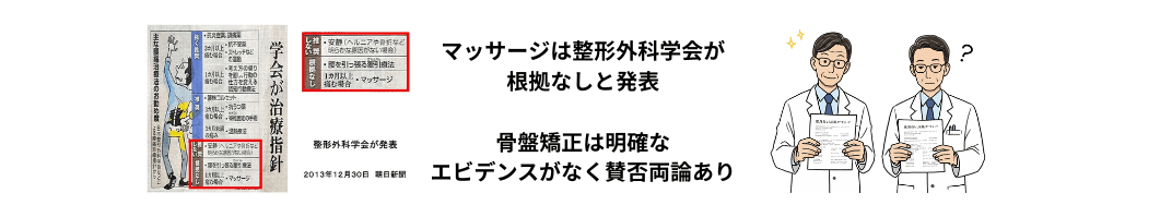 マッサージや骨盤矯正はエビデンスなし